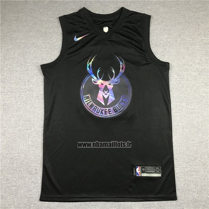 Maillot Milwaukee Bucks Ja Morant No 34 Iridescent Logo Noir